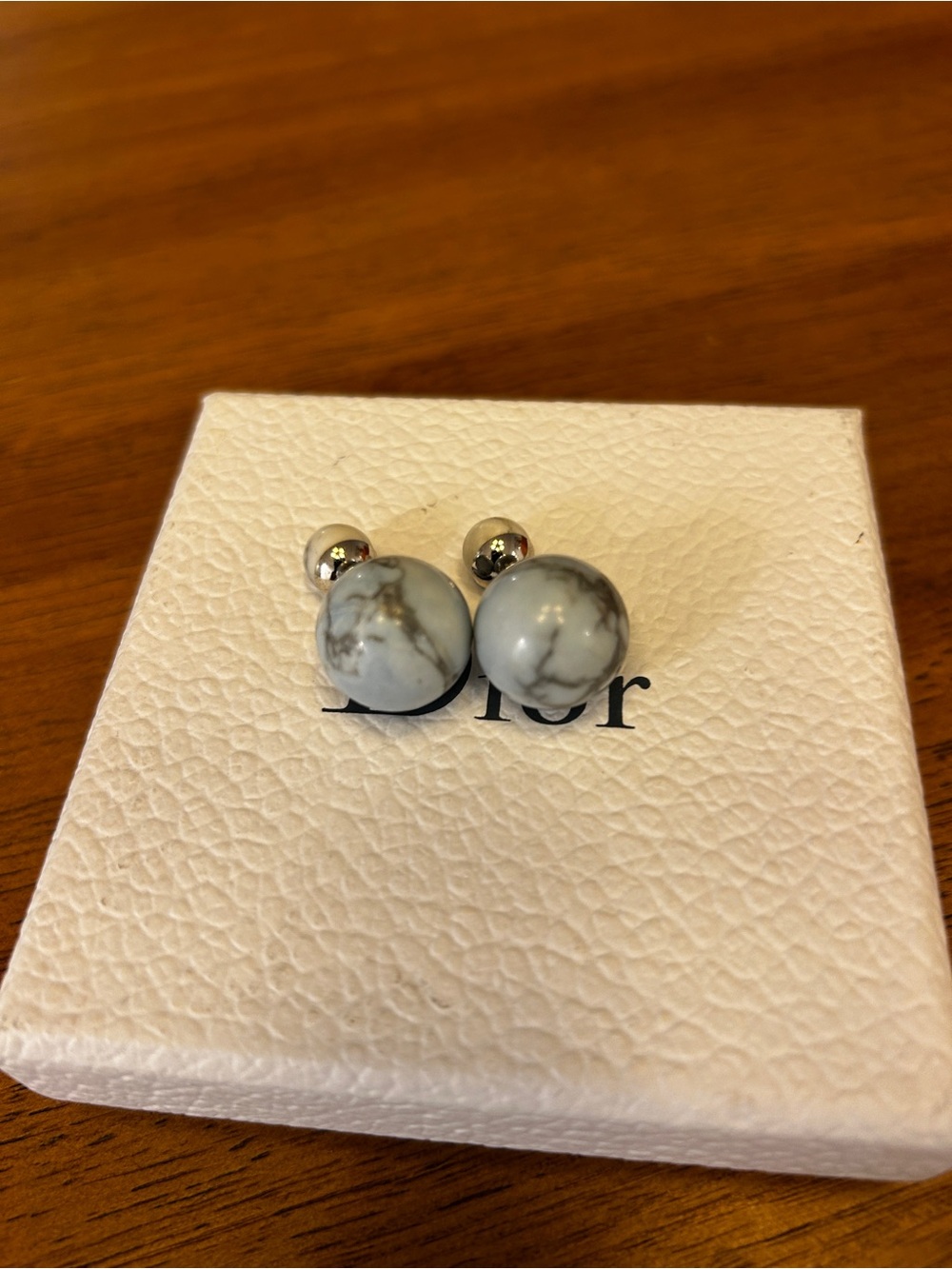 Dior Tribales Gray - blue Marble Earrings. Classic! 100% AUTHENTIC!